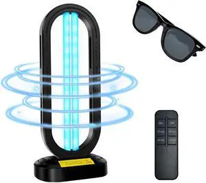 UV Light Sanitizer,4-Speed Timing and Remote Control UVC Home Disinfection Device,Portable Ultraviolet Sanitizer for Dust Mites,UV Lamp Whole Room,Black by DT