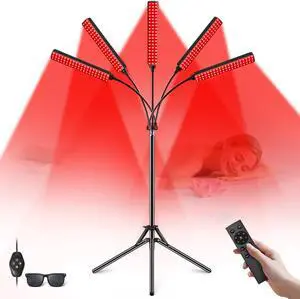 Red Light Therapy for Face Body, 5 Heads Infrared Devices, 7 Colors Lamp, 660nm and 850nm LED Near Full Face, Skin, Muscle by DT