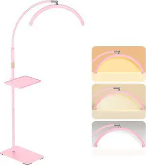 Lash Light for Eyelash Tech with Tray, Half Moon Lashes and Estheticians, LED Floor Lamp Extensions, Nail Art, Tattoo Art Skincare (Pink) by DT