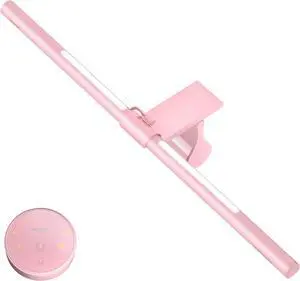 Pink Monitor Light Bar with Remote, Eye-Care No Glare, Space Saving Computer Desk Lamp As Gifts for Girls, Stepless Dimming, Modern Aesthetic Home Office Gaming Reading by DT