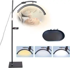 Lash Light Lamp for Eyelash Extensions Adjustable LED Floor lamp Half Moon Tattoo Shadowless Lighting Beauty Skincare Nail Tech Artists WR Black by DT