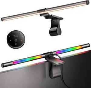RGB Pro+ Monitor Light Bar with Remote, 15 Modes Gaming Backlight, 4 Colors & Brightness Dimmable Fronlight, 20" Ra95 Eye-Care USB Reading Lamp, No Glare, Upgraded Clip for All by DT