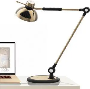 Desk Lamp Gesture Control with Adjustable Swing Arm, Brass Lamps for Home Office, 12 Brightness, 3 Color Modes, Memory, Eye Care Tall Table Light by DT