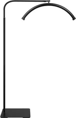 Adjustable Gooseneck Half Moon LED Floor Lamp - Shadow-Free Design for Eyelash Extensions, Tattoos, Office, Reading, and Eye-Ca with Dimmable Brightness Color Temperature by DT