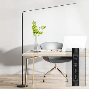 LED Floor Lamp, Bright Eye-Care Standing Home Decor with Touch Control Dimmable Reading Light for Living Room, Bedroom, Office - Black by DT