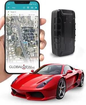 Global View Hidden Magnetic GPS Tracker  Real-Time Car Tracker, Subscription Required  Quick Setup, Magnetic Backing, Fleet Tracking Device Software, Long Battery Life, Geofence, Speed Alert
