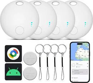 Air Tags for Android, Bluetooth Smart Luggage Tracker Works with Google Find My Device App, Key Finders Item Locator Keys, Wallets, Suitcases, Replaceable Battery, 4 Pack by DT