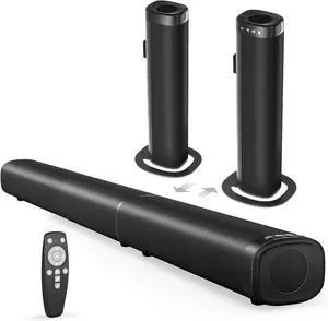 Sound Bar, 100W Bar for Smart TV, Bluetooth 5.3 Soundbar, 2 in 1 Detachable Home Speaker Bass Effect, Theater Surround Sound, ARC/Optical/AUX/USB Connections, TV/PC/Projectors by DT