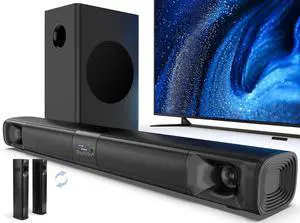 Sound Bar for Smart TV with Subwoofer, 100W Detachable Soundbar Home Theater Surround System Horn Tweeter, Adjustable Bass and HDMI-ARC/Bluetooth Optical/AUX/Connection by DT