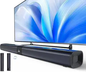 Sound Bar for Smart TV, 31-inch 80W Soundbar with Crystal-Clear Vocals and Bluetooth 5.3/TV-ARC/Optical/AUX Input, 2 in 1 Detachable Surround System TV/PC/Gaming/Projectors by DT