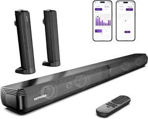2.2ch Sound Bar for Smart TV, Peak Power 100W, 2-in-1 Detachable App, Bluetooth 5.3 TV Soundbar, 3 EQ Modes, BassMX Technology, HDMI-ARC/Opt/AUX, Apollo S40, 2025 Upgraded by DT