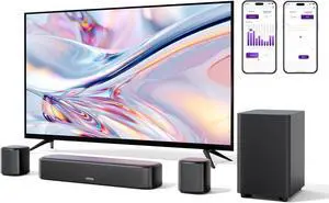 5.1ch Sound Bar for Smart TV, Virtual Surround System App Control, Home Theater System, TV Soundbar with Subwoofer, 2 Speakers, Peak Power 250W, Opt/AUX, Aura A30 by DT