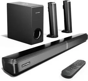 4.1ch Sound Bar for Smart TV with Subwoofer, Peak Power 200W, 2-in-1 Detachable Soundbar TV, Bluetooth 5.3, Bass Adjustable, 3 EQ Modes Bar, HDMI ARC/Optical/Aux, Apollo S50 by DT