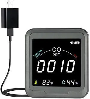 Carbon Monoxide Detector, High Accuracy CO Detector with Digital LCD Display, 3-in-1 Air Quality Monitor(CO, Temperature and Humidity Sensor), Alarm for Home Kitchen Travel by DT