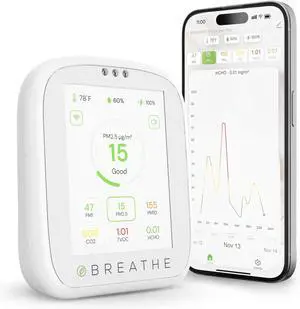 Airmonitor Plus: Smart Air Quality Monitor Indoor - 8-in-1 CO2 Meter, Formaldehyde Detector, VOC PM1/2.5/10, Temperature & Humidity Tester for Home with App by DT