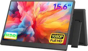 Portable Monitor 15.6-inch FHD 1080P Ultra-Slim Travel External Monitor HDR IPS Gaming Display with Kickstand &Speakers USB-C HDMI Plug&Playfor Laptop PC Phone PS4/5 Xbox Switch