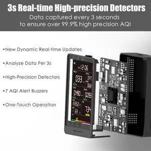 Professional Indoor Air Quality Monitor with AQI Beep Alarms, Portable Real-Time Detector for Home Cars Plants and Pets (Warm Orange) by DT