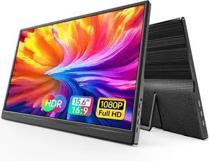 Portable Monitor 15.6-inch 1080P USB-C HDMI Ultra Slim Travel with Kickstand for Laptop, PC, Mac Phone, PS, Xbox, Swich Gaming IPS Zero Bezel by DT