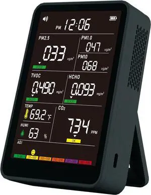 Professional Indoor Air Quality Monitor with AQI Beep Alarms, Portable Real-Time Detector for Home Cars Plants and Pets by DT