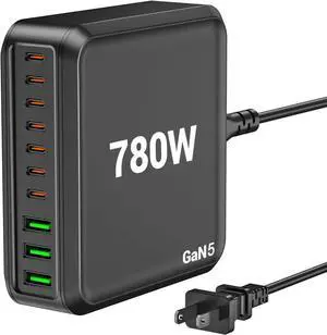 780W USB C Charger Block Fast 10-Port USB C Charging Station GaN PD 120W Laptop Charger Adapter for MacBook Pro/Air  iPad iPhone  Galaxy