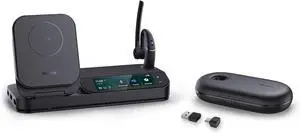 Bluetooth Headset Workstation, Office Wireless with Mic, Speakerphone, Charging Pad, Case, USB-C/A Dongle,Connect to Desk Phone, PC, Work Teams Zoom by DT