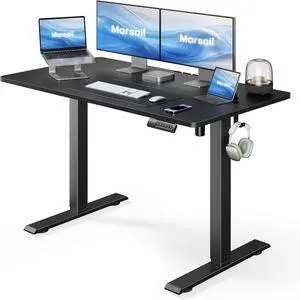Electric Standing Desk,Adjustable Height Stand up Desk, 40 x 24 Inch Home Office Furniture Computer 4 Memory Preset with Headphone Hook, Cable Organizer, Black by DT