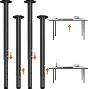 Adjustable Metal Table Leg 21~36 Inch, Desk Legs, Home Office DIY Furniture Set, for Computer Dining (4, Black) by DT