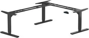 Standing Desk Corner Frame. Adjustable Height and Width Legs with Triple Electric Motors for Home Office L Shaped FLT-05 Black by DT