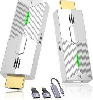 Wireless HDMI Transmitter and Receiver 328Ft/100M, 4K Decode 1080P@60Hz Plug & Play Adapter, Portable Dual Band 2.4G/5G for Office Meetings, Home Theater, Outdoor Use by DT