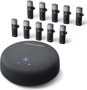 Conference Speaker and Microphone, USB Speakerphone with 10 Mics, 360° Pickup&Noise Reduction, Portable Room Omnidirectional Microphone for Compatible Leading Platforms by DT