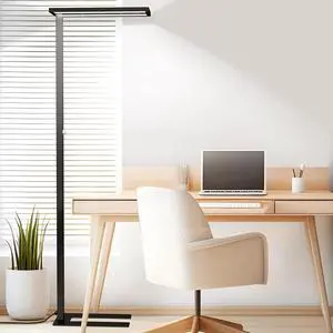 Eye-Care Led Floor Lamp,76" Tall Office Lamp, 105W Black Modern Free-Standing Lamp,11100LM Bright Reading Lamp for Study Room,Living Room,Meeting Room,4000K by DT