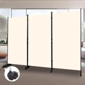 Room Divider Folding Privacy Screens with Wheels, 6FT Tall for Separation, 3 Panel Movable Partitons and Dividers, Indoor Dividers Non-See Through Fabric Office by DT