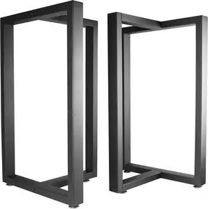 Metal Table Legs Desk Legs, Heavy Duty Square Tube Iron DIY Furniture for Dining Table, Coffee Computer Desk, Workbench, Meeting Room 28H x 17.7W, Set of 2, Black (T) by DT
