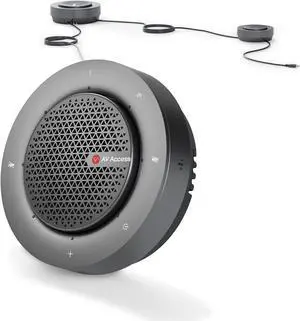 Conference Speakerphone,Daisy Chain up to 9 Speakerphones for 50 People, USB & Bluetooth Speaker with 4 Mics AI Noise Cancellation 360° Voice Pickup Zoom,Teams,Conference Call Large Meeting Room by DT