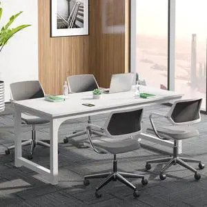 6FT Conference Table, 70.86" W x 31.49" D Meeting Room Table Boardroom Desk for Office Room, Splicing Board with Metal Frame, White by DT