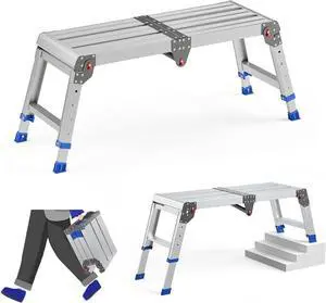 Folding Work Platform for Adults, Anum Foldable Step Stool Adjustable Height, Lightweight and Durable Portable Outdoor Ladder, Maximum Load Capacity of 500 Pounds. by DT