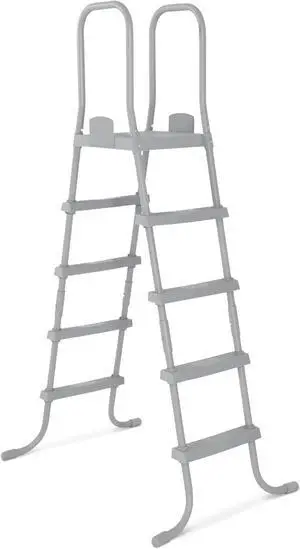 Flowclear 52 Inch Versatile Metal A Frame Above Ground Swimming Pool Ladder with Heavy Duty Plastic Double Sided Steps by DT