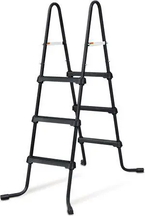 SureStep 3 Step Lightweight Steel Outdoor Above Ground Swimming Pool Ladder with Non Slip Feet for Use, Black by DT