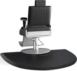 Barber Shop Chair Mat - 3x5 Anti-Fatigue Salon Floor Black Semi-Circle 5/8" Thick by DT