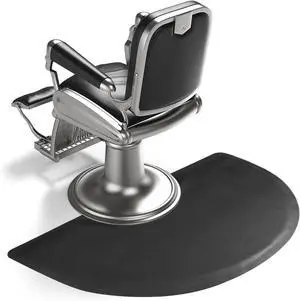 Salon Chair Anti-Fatigue Floor Mat for Barber Shop - 3'x5' Black Semi Circle Hair Stylist 1/2" Thick Standing by DT