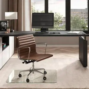 Glass Office Chair Mat  36 x 42 Desk with Clear Safety Glass/Creates Smooth, Easy Glide/Protects Against Carpet Imprints/Perfect for Home and Spaces (Chiaro) by DT