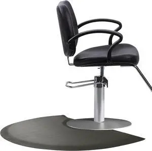 Salon Mats for Hair Stylist Anti Fatigue Standing 3'x4' Barber Floor - Black Semi Circle Hairstylist Mat Chair 1/2" Thick Comfort Cutting Hairdressing Equipment by DT