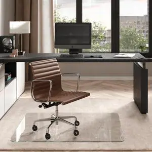 Glass Office Chair Mat  46 x 60 Desk with Ultra-Clear Safety Glass/Creates Smooth, Easy Glide/Protects Against Carpet Imprints/Perfect for Home and Spaces (noso) by DT