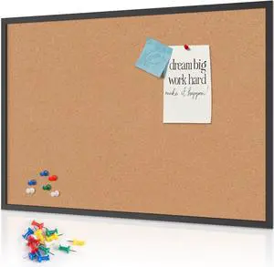 Cork Board Bulletin 48 x 36, Black Wood Framed 4x3 Corkboard, Office for Wall, Large Notice Pin School, Home & by DT