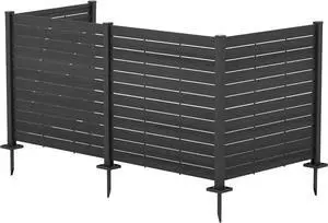 50" W x 48" H Outdoor Privacy Screens Anum Post, Air Conditioner Fence Panels, Pool Equipment Enclosure, Trash Can Kit for Outside Backyard Patio (Black/4Panels) by DT