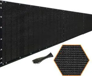 Privacy Fence Screen 8 x 50  Heavy Duty Black Mesh with 90% Visibility Block, UV Protection Includes Cable Ties for Garden, Yard, Nursery, Kennel, Dog Run, Greenhouse by DT