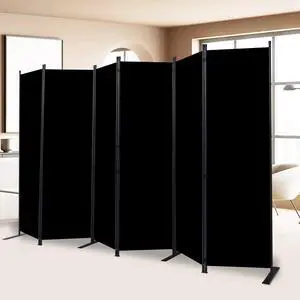 Room Divider and Folding Privacy Screens 6 Panel Wide Wall Screen for Separtition, Partition Dividers Fabric Freestanding Office, Bedroom, Studio Dorm by DT
