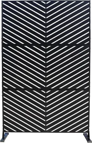 Metal Privacy Screen 74" H x 47.2" W Decorative Outdoor Divider with Stand Panels Freestanding Set for Deck Patio Balcony Garden Outdoor&Indoor(Black/Chevron) by DT