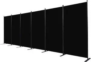 Room Divider, 6 Panel Folding Privacy Screens with Wider Support Feet, Ft Portable Partition for Separator, 204" W X 71" H, Black by DT