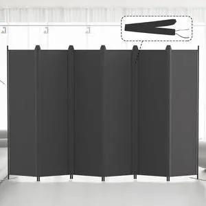 6 Panel Room Divider, 6FT Tall Folding Privacy Screen Wall Dividers, Portable Freestanding Divider for Separation, Included - Cover Strips, Grey, 120''W x 72''H by DT